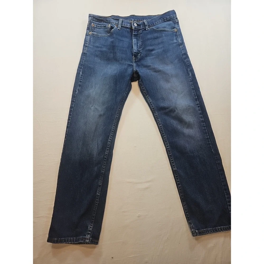 Levis 505 Jeans Mens 36x30 Blue Denim Straight Leg Medium Wash Classic Fit